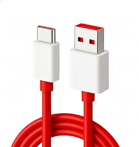 FYNOX 80W Fast Charging Data Cable Compatible with Oneplus Realme Oppo Smartphones Laptop & Other Type C Devices | 480Mbps Data Transfer | Supports VOOC Dash DART SuperDART Flash Warp Charge (Red)