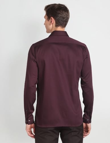 Image of Arrow Men Slim fit Cotton Solid Long Sleeves Cutaway Collar Shirt