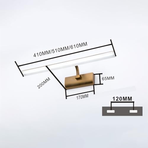 Lámpara de pared interior larga de 41cm con luz blanca y rotación ajustable para espejo baño 6