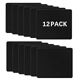 12 Pack Black Mouse pad Bulk with Stitched Edge, 10.2x8.3inches, 3mm Thickness Premium Textured Non-Slip Rubber Base Mouse pad Black, Washable Gaming Mouse Pad Pack for Office and Home
