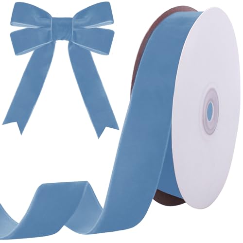 Image of Tsorode 10 Yards Black Velvet Ribbon 1 Inch for Christmas Tree,Velvet Christmas Ribbon for Gift Wrapping Crafts Bow Wreath Holiday Decorations (Blue, 1 inch-10 Yard)