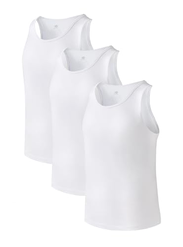 DAVID ARCHY Men's Undershirts Combed Cotton Tank Tops Soft Moisture-Wicking Shirt Breathable A-Shirt for Men 3 Pack