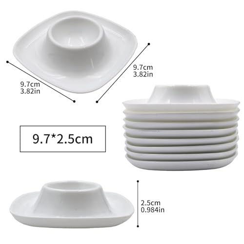 ZYDYRX Qaixwuyi 8 Stück Eierhalter Set Eierbecher Weiß Stapelbar Eierbecher mit Boden Melamin Eierteller Eierplatte Eierbehälter Eierträger Eierständer für Restaurant Frühstückset Zuhause Küche – Bild 3