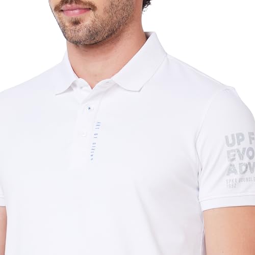 Image of Spykar Men's Slim Fit Ribbed Collar Half Sleeve Solid Casual T-Shirt