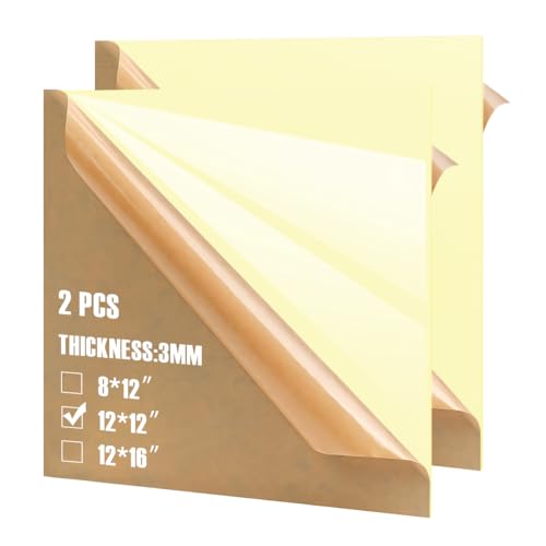 Image of 2pcs Pastel Cell Cast Acrylic Sheets Baby Yellow 1 /8inch (3mm) 11.75x11.75 300x300mm Glossy Matte Laserable Plexiglass Sheets Plasitc Board for Laser Cutting Engraving DIY Project Craft Sign