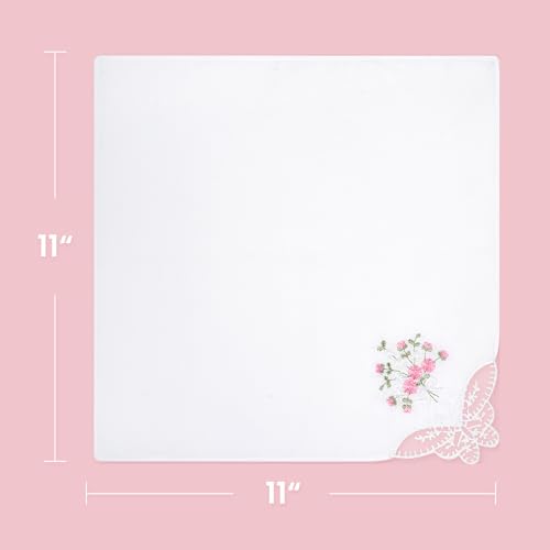 image for Selected Hanky Women's Cotton Handkerchiefs Flower Embroidered with La