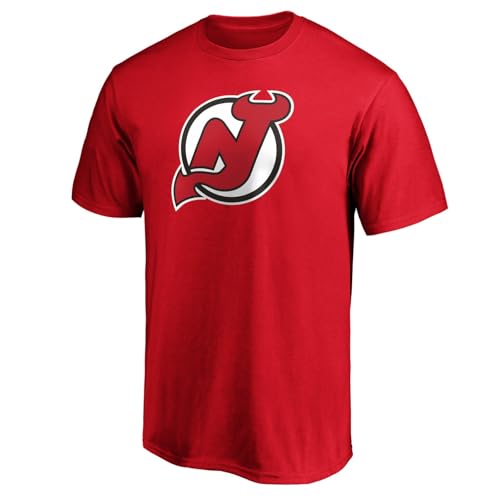Outerstuff NHL Youth 8-20 Performance Polyester Team Color Primary Logo T-Shirt (10-12, New Jersey Devils Red)
