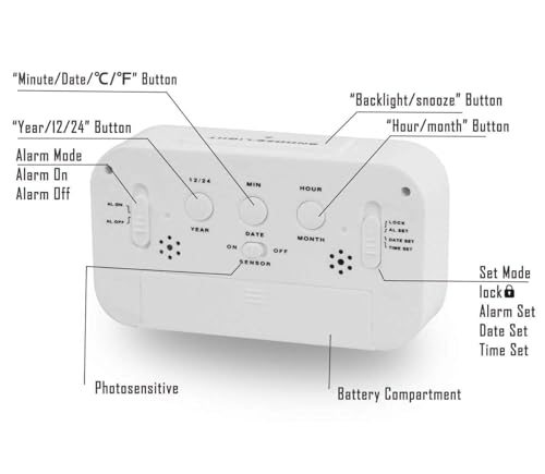 Image of IDELLA Alarm Clock (White Alarm Clock)