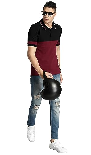 Image of LEOTUDE Men's Matty Regular Fit Plain Polo T-Shirt