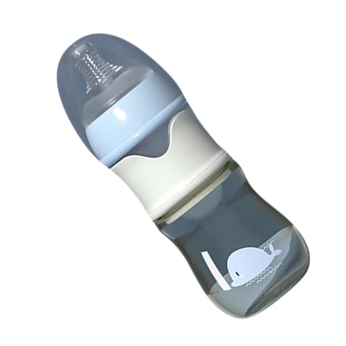 Mikikit Biberón de Vidrio para Ñiño 150ml Azul, Botella de Leche Boca Ancha, Contenedor Seguro para Conservar Leche Materna, Adecuado para Recién Nacidos y Uso en Viaje