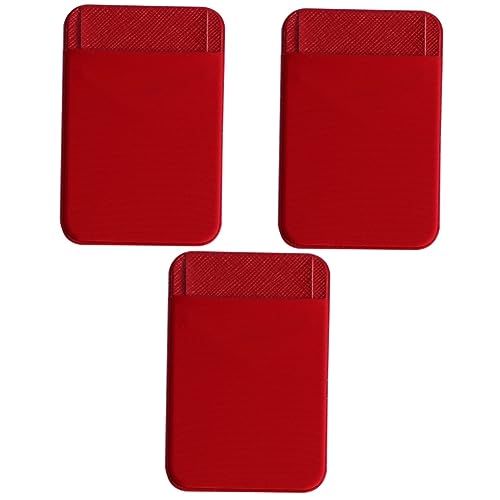 3pezzi Portafoglio Adesivo Per Telefono Pu Pelle Con Copertura Supporto Posteriore Per Smartphone Rosso