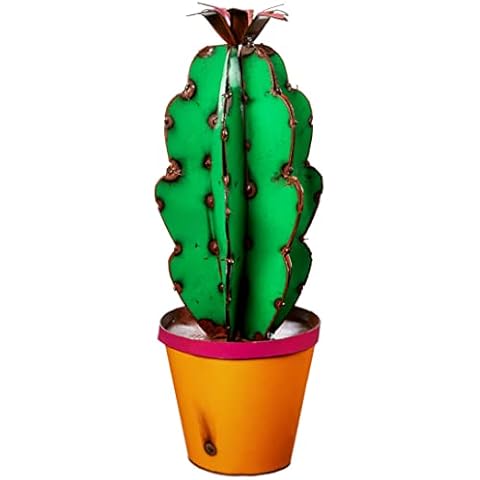 Rustic Arrow Cactus in Pot w/Flower Garden Art,Multicolor Cover