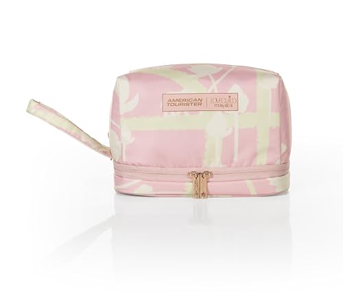 Image of American Tourister x Love Child by Masaba Cosmetic Pouch for Women | Durable Polyester Travel Makeup Bag | Stylish Organizer for Cosmetics, Toiletries & Accessories /Washable Pouch for Daily Use- Pink