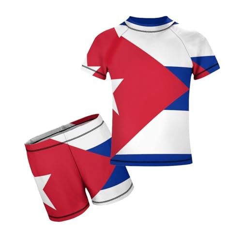 Cuban FlagChildren's Casual Swimsuit Set - Simple and Versatile9-11Y（140cm）