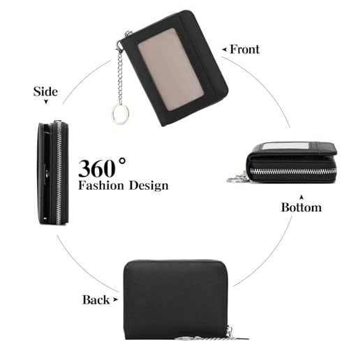 Image of GAEKEAO Wallet Women RFID Blocking Leather Credit Card Holder Compact Small Womens Wallet with ID Window Zipper Coin Pocket