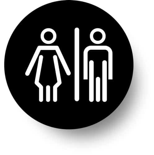 Unisex Self Adhesive Toilet Sign | Easy to Install | 70mm Size (Black)