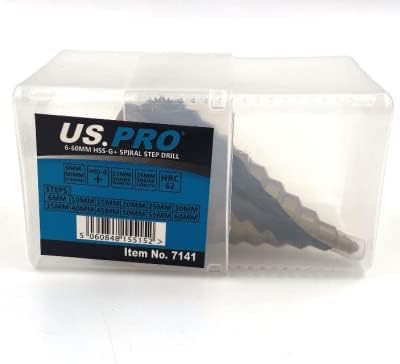 US PRO Tools 6-60mm HSS-G+ Step Drill Spiral Step Cone 7141