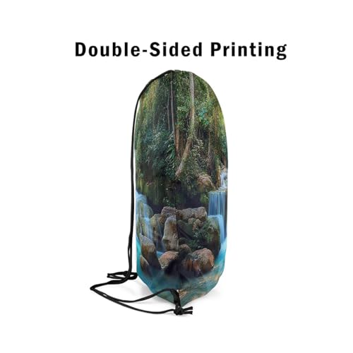 jejeloiu Waterfall Lake Drawstring Backpack 13"x15.7" Tree Gym String Bag Natural Scenery Sports Sackpack Waterproof Cinch Bag4