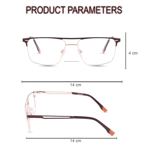 Image of TEEN & 20 Rectangle Blue Cut Computer Glasses for Men | Anti-Glare Zero Power Eyeglasses Frame for Eye Protection & Digital Screen Use - TN9004