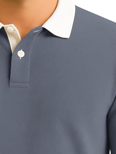 Image of BULLMER Solid Polo Neck Full Sleeve Cotton Blend Tshirt with Rib for Men | Stylish Full Hand Tshirt for Men