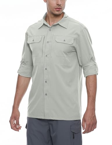 Little Donkey Andy Men's Stretch Quick Dry UPF50+ Long Sleeve Shirt for Hiking, Travel, Camping