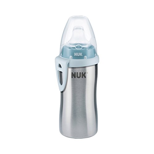 NUK Active Cup Trinklernflasche Kinder, auslaufsicher, hochwertiger Edelstahl, 215ml, 12+ Monate, BPA-frei, Blau (Boy)