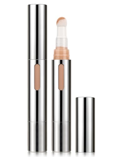 Erinde Corrector líquido profesional, con punta de esponja giratoria, hidratante y rellenadora, cubre las ojeras y corrige el tono de la piel, maquillaje de larga duración hasta 8H, 5 ml, 02
