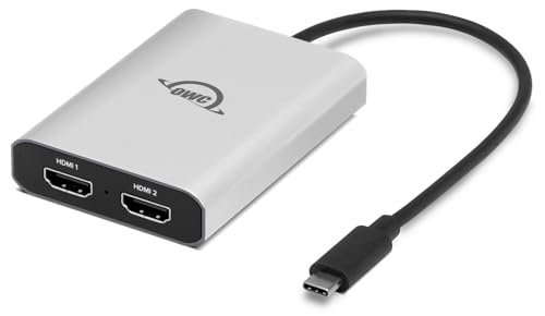 Adaptador USB-C a Doble HDMI 4K OWC para un escritorio profesional con dos pantallas