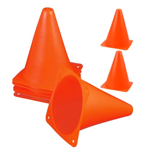 GLEAVI 8 Pièces Petits Cônes de Football en Plastique Orange, Portables et Solide Base Plate, pour Entraînement D'agilité et Exercices Sportifs