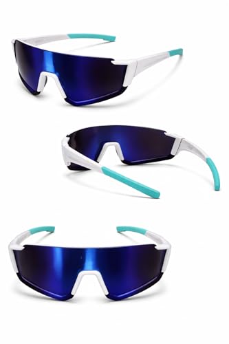 Image of ALNA-TURA Sport Sunglasses for Men & Women UV400 Protection | Cycling Running Driving Goggles | Wraparound Shield Design | Anti-Glare Mirrored Lens | Lightweight Outdoor Sports Eyewear