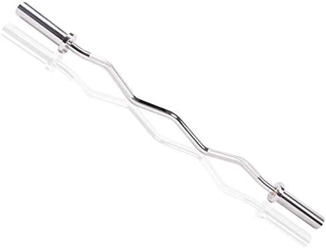 47 Inch Olympic EZ Curl Barbell, 2 Inch Weight Plates Curl Bar for Home and Gym, 300Ib Curling Weight Lifting Bar with 2 Spring Collars, Chrome Home Gym Curl Bar With Weights for Hip Thrusts/Squats