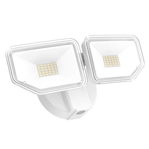 FREELICHT 3100LM LED Security Light Outdoor, Switch Controlled Flood Light, 30W 5000K Super Bright White Exterior Light, 2 Adjustable Heads, Ip65 Waterproof for Yard, Garage, Patio, Porch, White