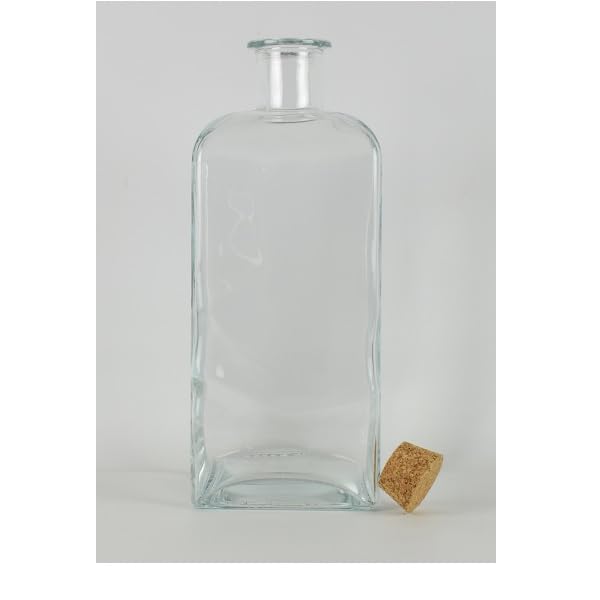 EMH Botella de cristal grande con tapa de corcho cuadrada de 5 litros