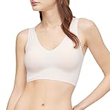 Calvin Klein Women's Invisibles Comfort Seamless Lightly Lined V Neck Bralette Bra, Nymph's Thigh, Small