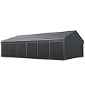 PHI VILLA 20 x 30 ft Carport 2 car Metal Carports with Galvanized Steel Roof with Sidewalls Enclosure Kit, Sturdy Heavy Duty Metal Carport for Cars, Boats, and Tractors