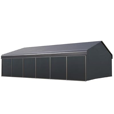 PHI VILLA 20 x 30 ft Carport 2 car Metal Carports with Galvanized Steel Roof with Sidewalls Enclosure Kit, Sturdy Heavy Duty Metal Carport for Cars, Boats, and Tractors