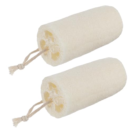 Wanmu Pack de 2 Esponjas de Lufa Natural - Exfoliante y Cepillo Corporal para Cuidado del Cuerpo, Ducha, Cocina y Camping
