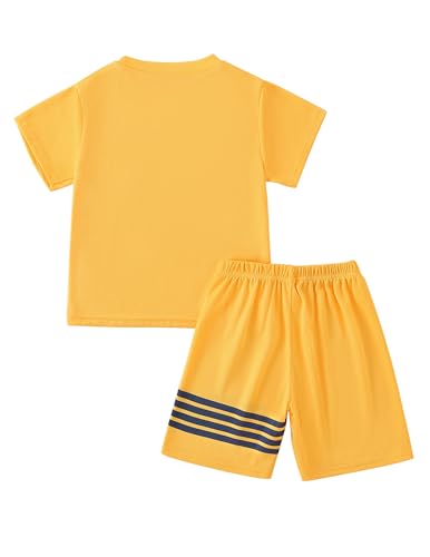 Image of Boys Clothes Short Set 6 Piece Outfit Athletic T-Shirt and Quick Dry Shorts Kids Summer Clothing Set Size 3-14
