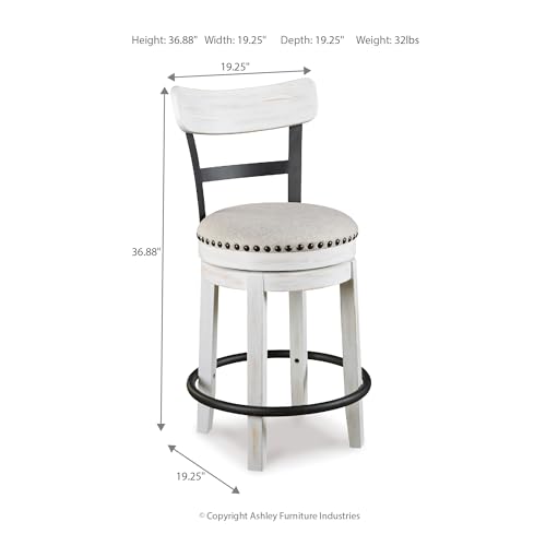 Ashley Signature Valebeck 24.5 Swivel Barstool - Whitewash