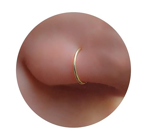 Extra Thin Gold-Coloured Nose Ring, 0.6mm Thickness, Small,Hypoallergic Stainless Steel Easily Wearable