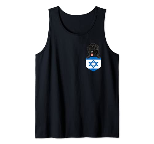 Israel Flag Bouvier des Flandres Dog In Pocket Tank Top, Black