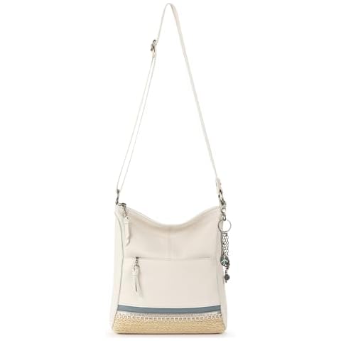 The Sak Lucia Crossbody in Leather, Adjustable Crossbody Strap, Coastal Block Espadrille Cover