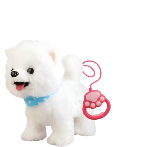 Cachorrinho de Pelúcia Interativo que Anda e Late – Brinquedo Realista Infantil com Controle em Formato de Patinha (Poodle)