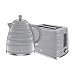 Price comparison product image Swan Symphony 2 Pack Kettle and Toaster Set in Grey, Contemporary Style, Eye-Catching Gloss and Matte Ribbon Motif, Energy Efficient, STP3050GRN