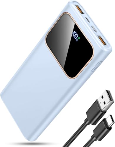Power Bank Fast Charging,Bateria Externa Carga Rapida 10000mAh 22.5W Cargador Portatil con Entrada y Salida USB C, Patalla LED para iPhone 17/16/15/14/13 Pro MAX Plus Mini, para Samsung Android,Azul