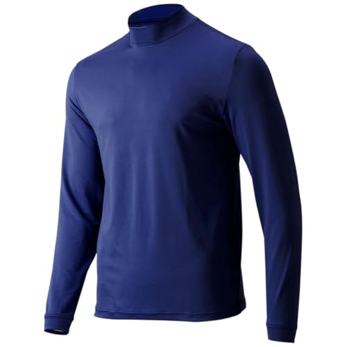 Image of TGW Mens Solid Performance Long Sleeve Golf Mock Neck T-Shirt for Golfing