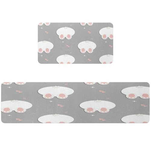 Alfombrillas de cocina lavables con estampado original de conejos 2