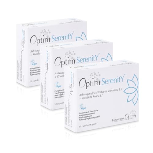 Confezione 3 x Optim Serenity 3 x 30 capsule Ashwagandha & Rhodiola - Integratore antistress naturale, serenità & equilibrio emotivo, sonno riparatore