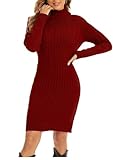 Design: Cette robe d'hiver pour femme présente un motif jacquard, une encolure et des poignets côtelés, une couleur unie, une encolure haute et une longueur au genou. La conception de la robe à la taille et au niveau des hanches peut mettre en évidence les courbes de votre corps et vous faire paraître plus mince.