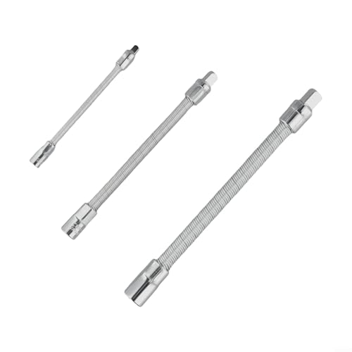 Eawfgtuw Lot de 3 rallonges de douilles flexibles en métal pour clé à cliquet et extension de douilles 1/4 3/8 1/2
